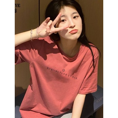纯棉短袖t恤女夏季女装新款体恤中长款上衣打底衫潮牌批发白t图2