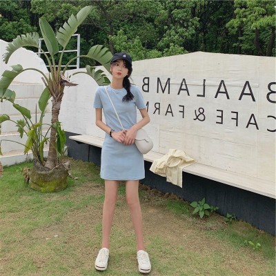 夏韩版中长款连衣裙女学生纯色外贸女装裙子衣服一件铺货图4