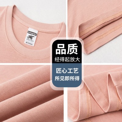 280克潮流落肩款圆领t恤活动广告衫定印图文制logo绣字工衣宣传图4