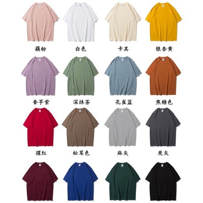280克潮流落肩款圆领t恤活动广告衫定印图文制logo绣字工衣宣传图2