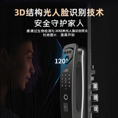 3D人脸识别指纹锁 智能猫眼全自动电子智能门锁 家用防盗门智能锁图2