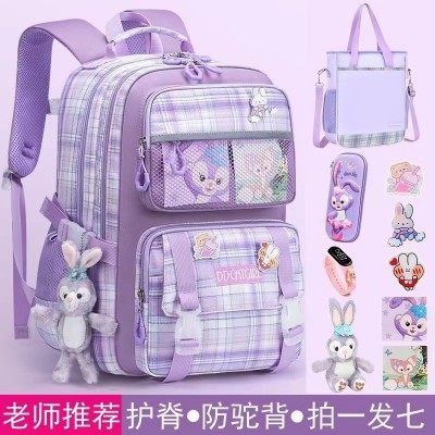 2024新款小学生书包一三四到六年级超大容量女童护脊背包批发厂家图5