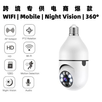 外贸热款智能无线WIFI全彩灯泡摄像头家用高清夜视1080P安防监控图3