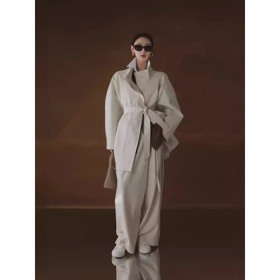 阔版极简风立领法式风衣女显瘦短款风衣外套2024年春季新款24C101图5