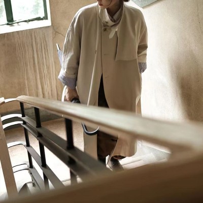 卡其色长款风衣外套女2023春秋新款韩版英伦风宽松气质女式风衣女图3