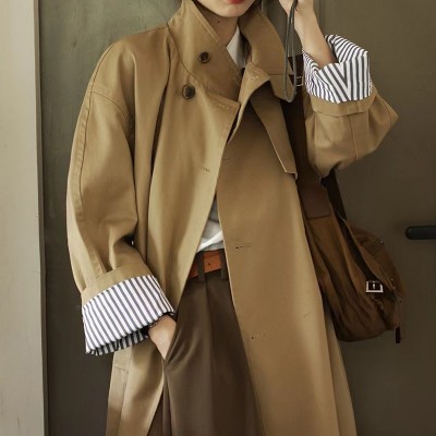 卡其色长款风衣外套女2023春秋新款韩版英伦风宽松气质女式风衣女图5