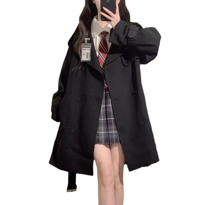 卡其色风衣外套女2024春秋新款韩版修身双排扣小个子短款风衣外套