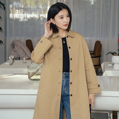 YUN韫春季时尚风衣女中长款2024新款大码休闲妈妈款春装气质外套图2