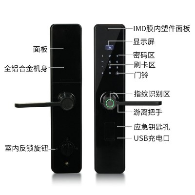 半自动指纹锁家用入户智能门锁密码锁家装防盗锁手柄一握开智能锁图2