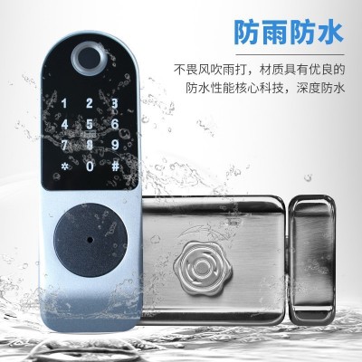 防水外装铁门指纹锁户外老式门tuya涂鸦电子门锁智能公寓密码通通图2