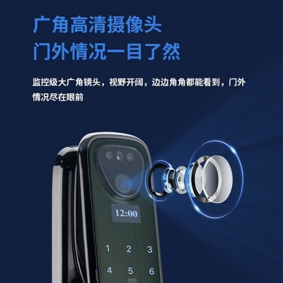 猫眼可视全自动指纹锁3D人脸识别家用防盗门锁远程联网智能锁厂家图2
