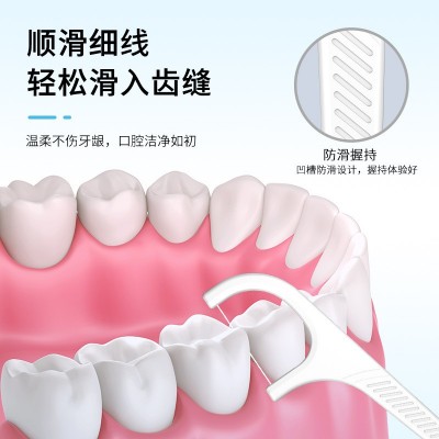 荣俏50支盒装牙线批发一次性高分子牙线棒便携盒牙线签家 用剔牙线图2