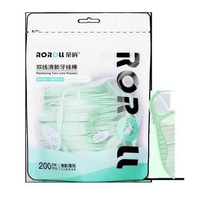 荣俏薄荷清新牙线双线牙线棒一次性牙签批发剔牙家用袋装整箱
