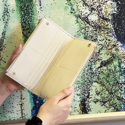 现货批发2024新款零钱包简约高级感荔枝纹真皮女士长款卡夹钱包图4