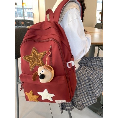 韩版ins日系少女双肩包五角星大容量初中生书包大学生简约背包潮图2
