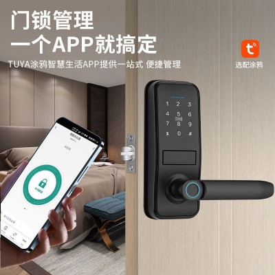指纹锁木门办公室涂鸦智能锁家用电子刷卡锁呆锁半节锁房门密码锁图3