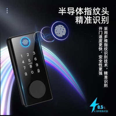 呆锁涂鸦智能指纹锁美标入户门锁木门全自动智能锁北美闭锁密码锁图3