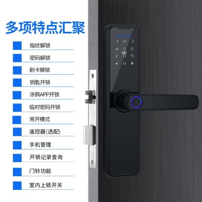 涂鸦室内木门办公房间卧室执手门锁电子密码房门智能锁家用指纹锁图5