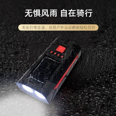 新款USB充电自行车前灯喇叭 太阳能充电前灯喇叭 自行车前灯图2