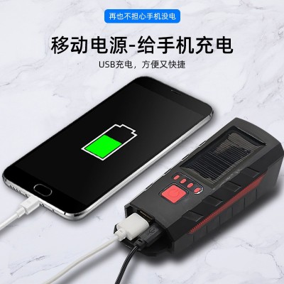 新款USB充电自行车前灯喇叭 太阳能充电前灯喇叭 自行车前灯图4