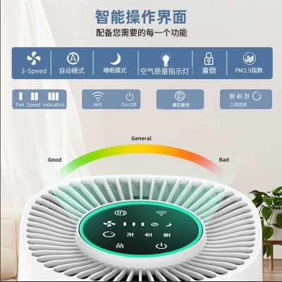 跨境新款空气净化器 PJ06家用桌面台式触控wifi智能空气净化器图2