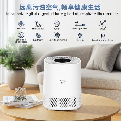 跨境新款空气净化器 PJ06家用桌面台式触控wifi智能空气净化器图3