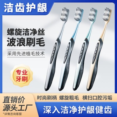 高级软毛牙刷高密螺旋刷丝独立包装成人家用抑菌美白护龈情侣牙刷图2
