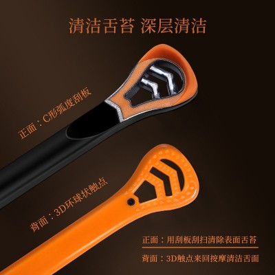 轻奢CXCK橙光系舌苔两用软毛牙刷细丝宽头家用成人护龈清洁刷礼盒图2