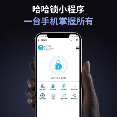 商场智能锁 免打孔霸王环钩 支持指纹密码刷卡办公室玻璃门指纹锁图3