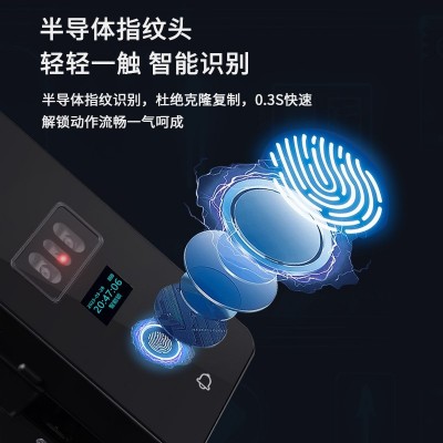 3D人脸识别玻璃门指纹锁 办公室涂鸦远程解锁密码刷卡智能锁图3