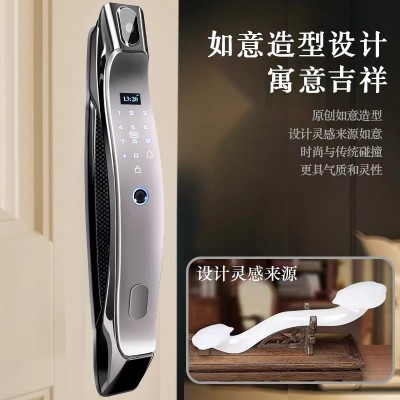 三汉可视防盗门指纹锁带监控摄像头智能门锁全自动家用室内密码锁图3