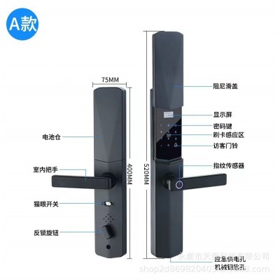 三汉滑盖指纹锁智能门锁耐寒抗冻防水指纹锁室内防盗锁一握开密码图4