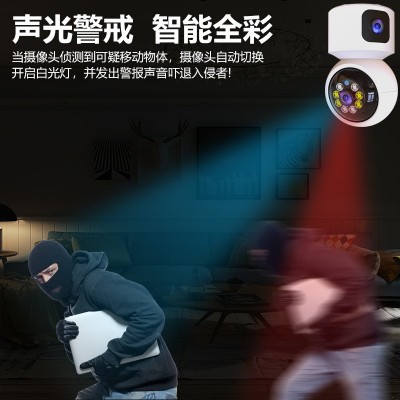 高清双目枪球摇头机WiFi版室内监控摄像机双视角全景摄像头图2