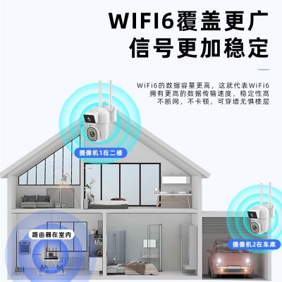 双画面摄像头家用远程手机无线室内监控360度无死角家庭防水高清图3