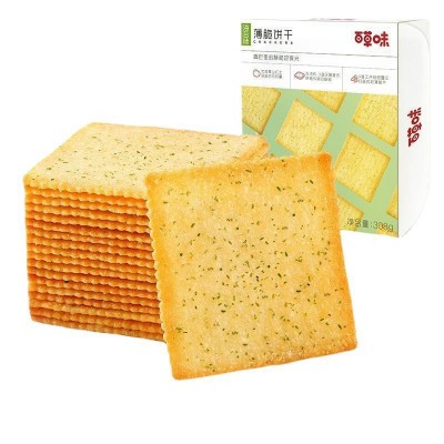 百草味薄脆饼干308g 海苔味休闲零食批发 箱规16盒图5
