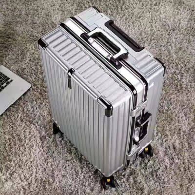 韩版行李箱女学生旅行箱拉杆箱男万向轮皮箱子大容量密码箱铝框款图3