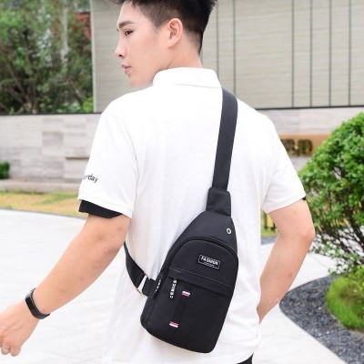 跨境男士胸包2021新款青年腰包时尚小背包运动潮流纯色单肩斜挎包图3