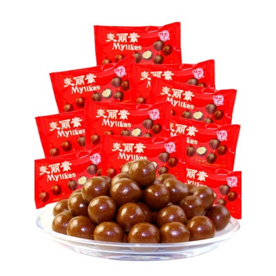 梁丰麦丽素80g整箱40包巧克力豆小零食品店小吃80后儿时童年怀旧图5