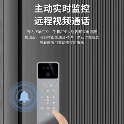 家用防盗门涂鸦远程智能密码联动猫眼电子锁木门3D人脸识别指纹锁图3
