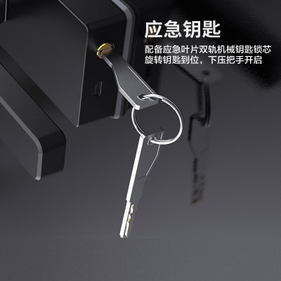 厂家批发办公室横锁铝合金推拉密码电子智能锁玻璃高隔断门指纹锁图4