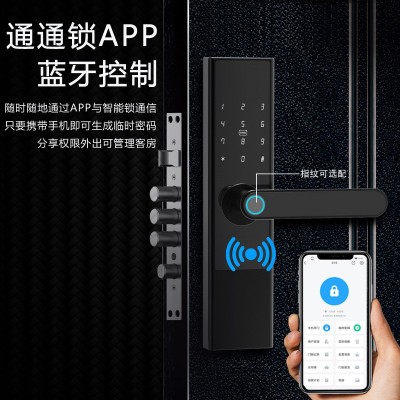 通通锁半自动木门锁智能指纹密码锁公寓酒店出租房wifi蓝牙远程图3