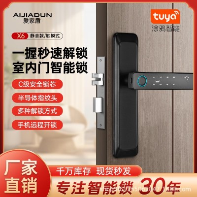 批发跨境指纹识别锁入户门涂鸦远程密码锁木门家用防盗门智能锁图3