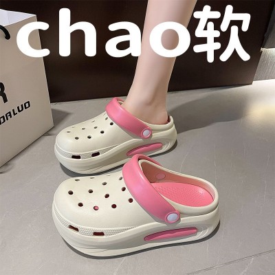 新款高级感洞洞鞋外穿厚底增高凉鞋女夏季不臭脚eva防滑防臭拖鞋图3
