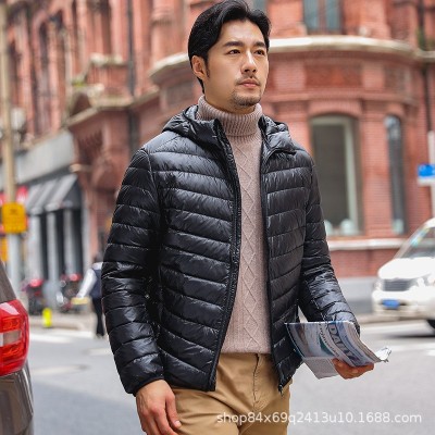 冬季秋冬羽绒服男短款轻薄款商务潮流潮流连帽加厚白鸭绒男装外套图3