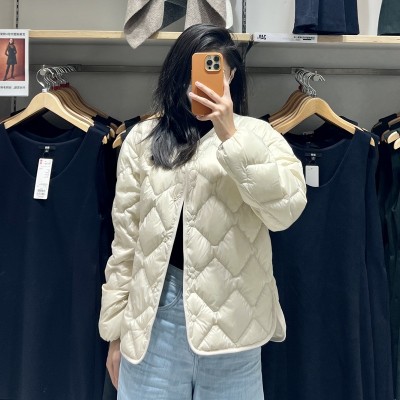 高级轻型羽绒服女短款轻薄羽绒内胆2024秋冬新款圆领休闲夹克外套图4