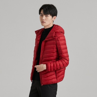 平湖羽绒服男轻薄款新款冬季男士90白鸭绒休闲时尚连帽短款外套图2