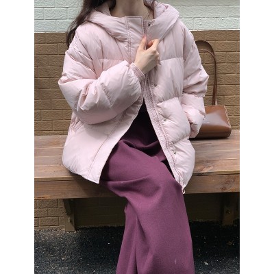 羽绒服女2024冬季新款韩版宽松显瘦百搭白鸭绒连帽加厚面包服外套图3