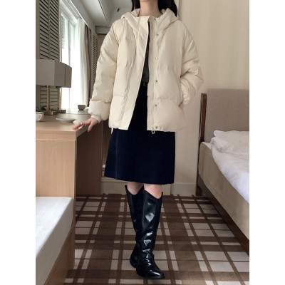 羽绒服女2024冬季新款韩版宽松显瘦百搭白鸭绒连帽加厚面包服外套图5