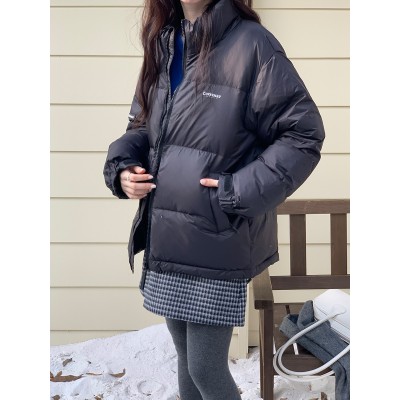 羽绒服女冬季薇颂2024新款韩版宽松加厚保暖白鸭绒立领面包服外套图4