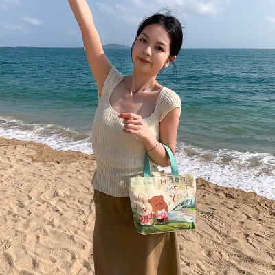 手提袋帆布包女2025年新款时尚布袋包学生拎书袋上班拎包一件代发图5